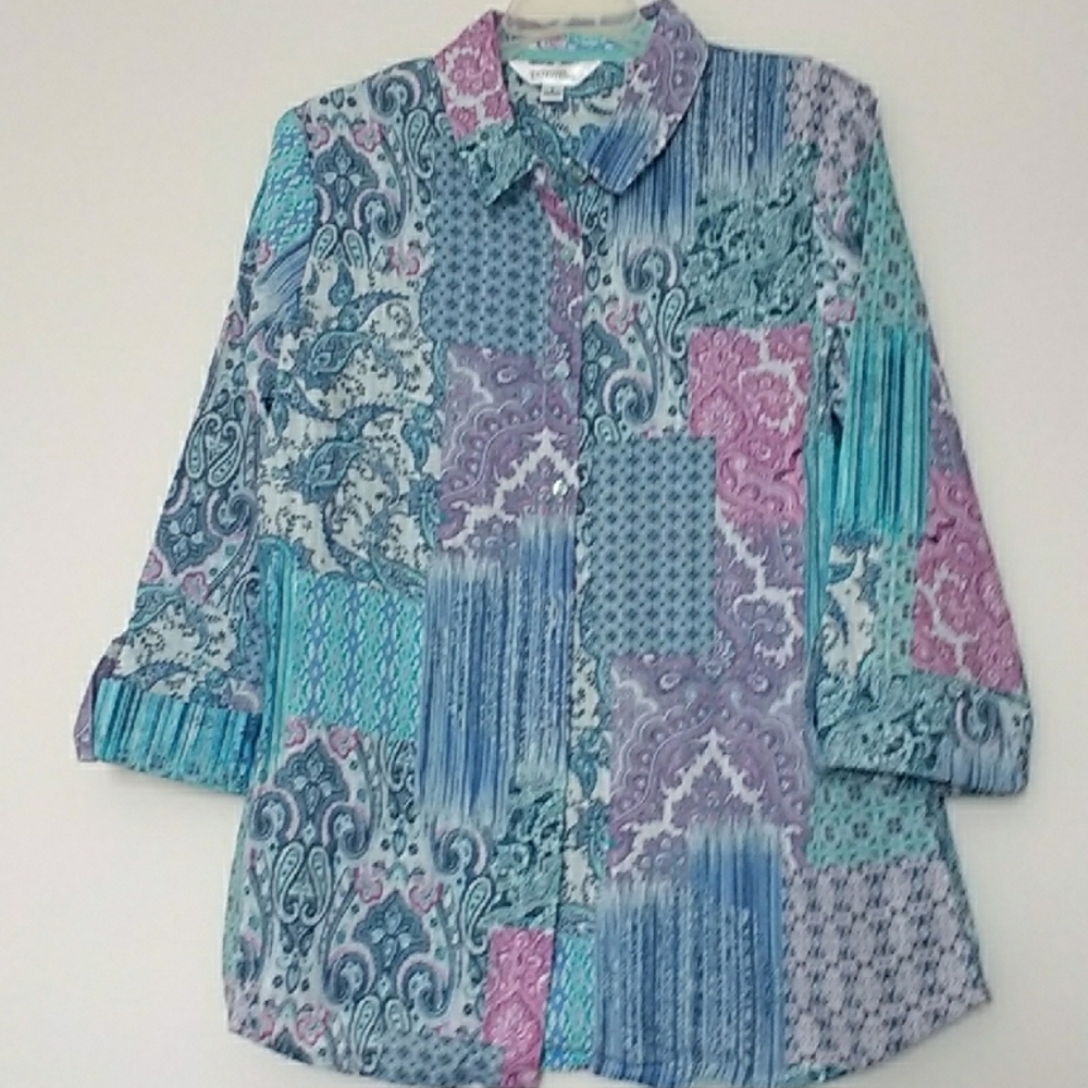 Northern Reflections Multicolour Patchwork Blouse Size SP